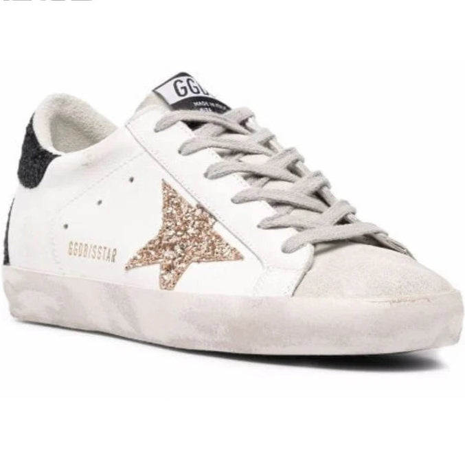 Golden Goose Superstar in white, black & glitter Star