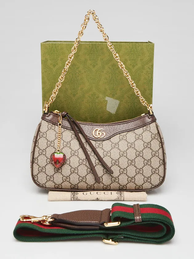 Beige/Ebony GG Coated Canvas/Leather Small Ophidia Crossbody Bag