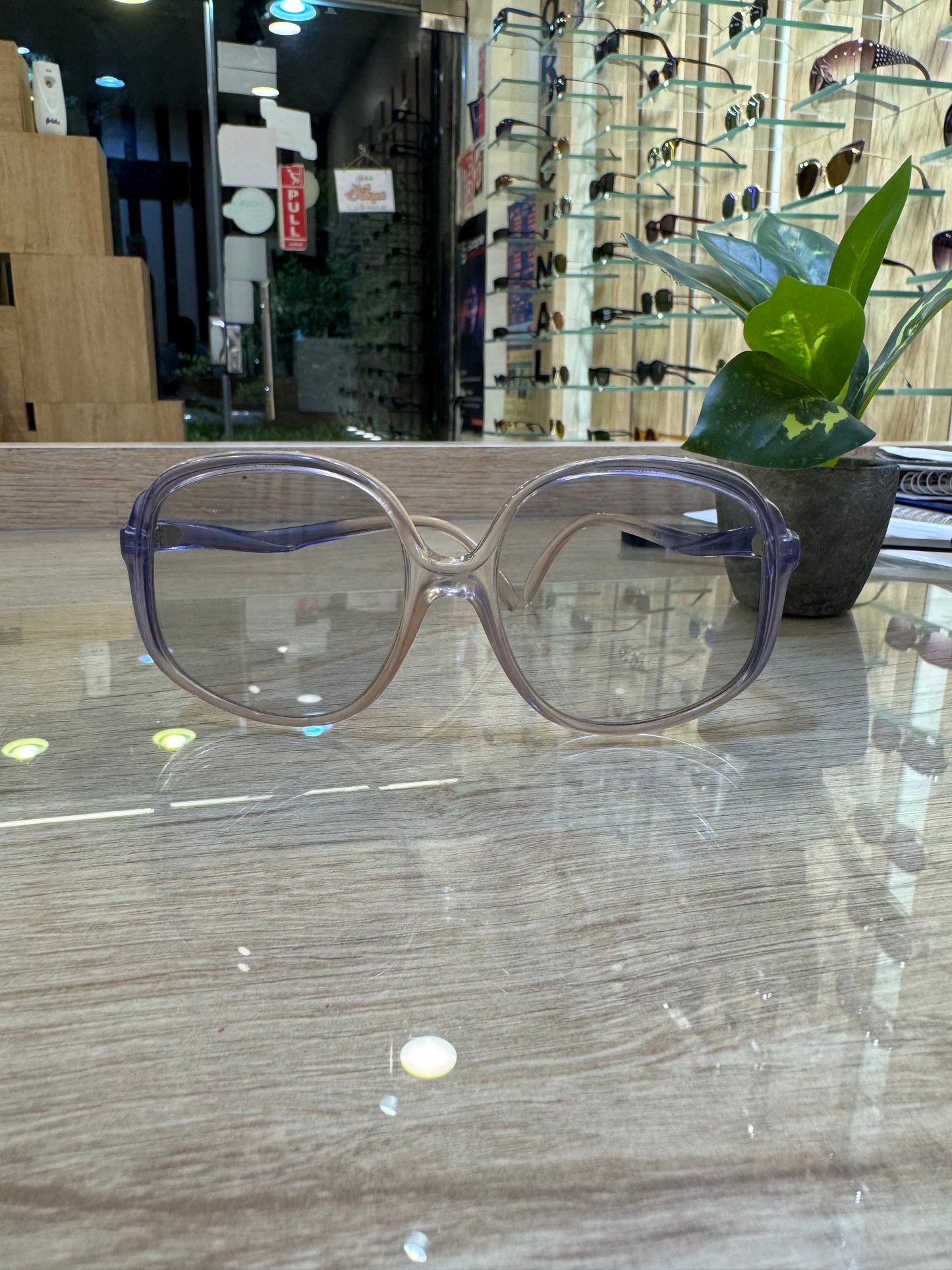 Oversized Transparent Gradient Purple Sunglasses