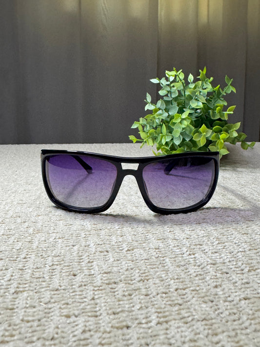 Cartier Oversized Black Frame Sunglasses with Gradient Purple Lenses