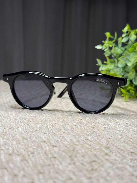 Round Black Chanel Sunglasses