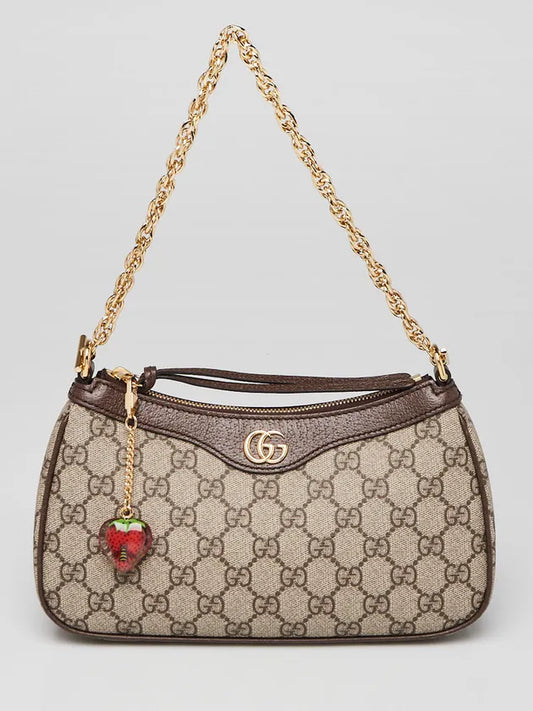 Beige/Ebony GG Coated Canvas/Leather Small Ophidia Crossbody Bag