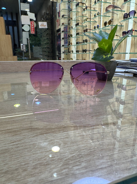 Aviator Saint Laurent Sunglasses – Gradient Purple Lenses with Gold Frame