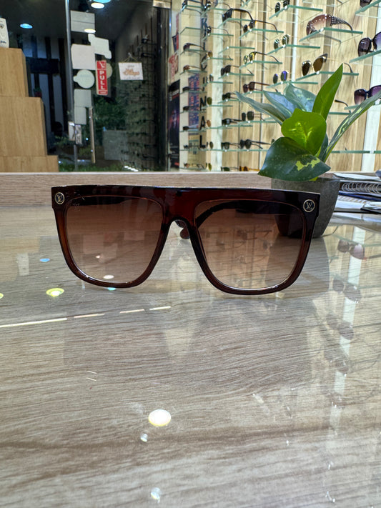 Brown Louis Vuitton-Style Oversized Gradient Sunglasses
