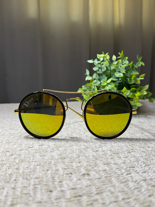 Dior Round Sunglasses with Yellow-Tinted Lenses